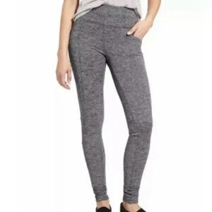 Athleta Metro High Waisted Leggings Black Herringbone Size L